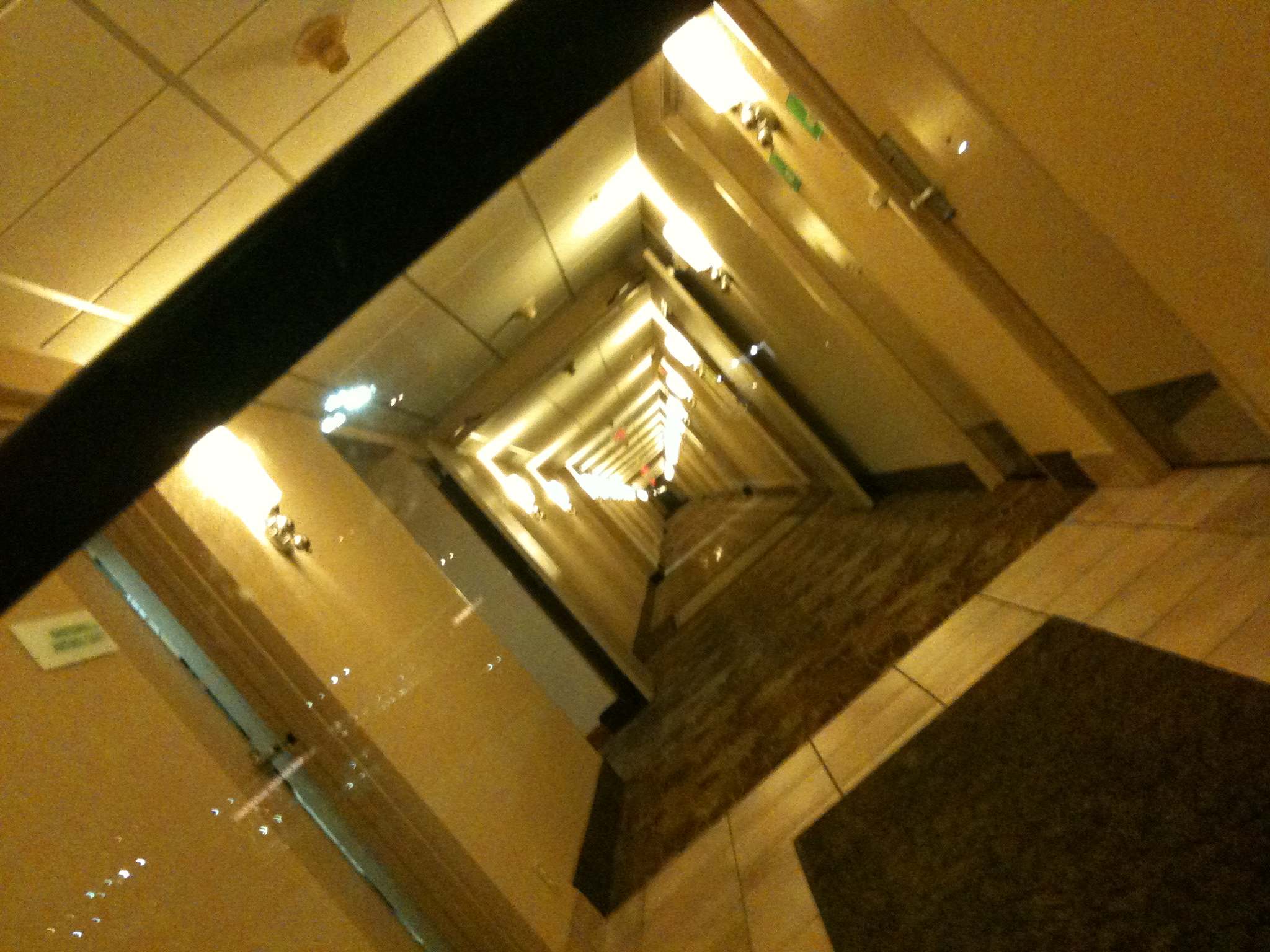 tilted hotel hallway